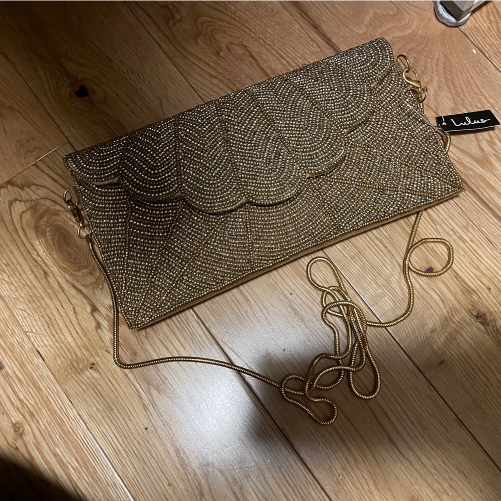 NWT lulus - Gold Beaded Evening Clutch - Picture 5 of 5